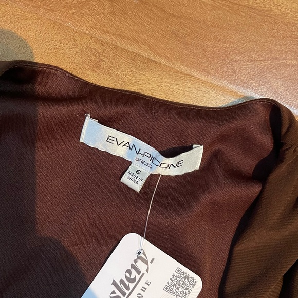 Y2k Brown on Brown Empire Waist Evan Picone Mini Dress Size 6 - Picture 6 of 10
